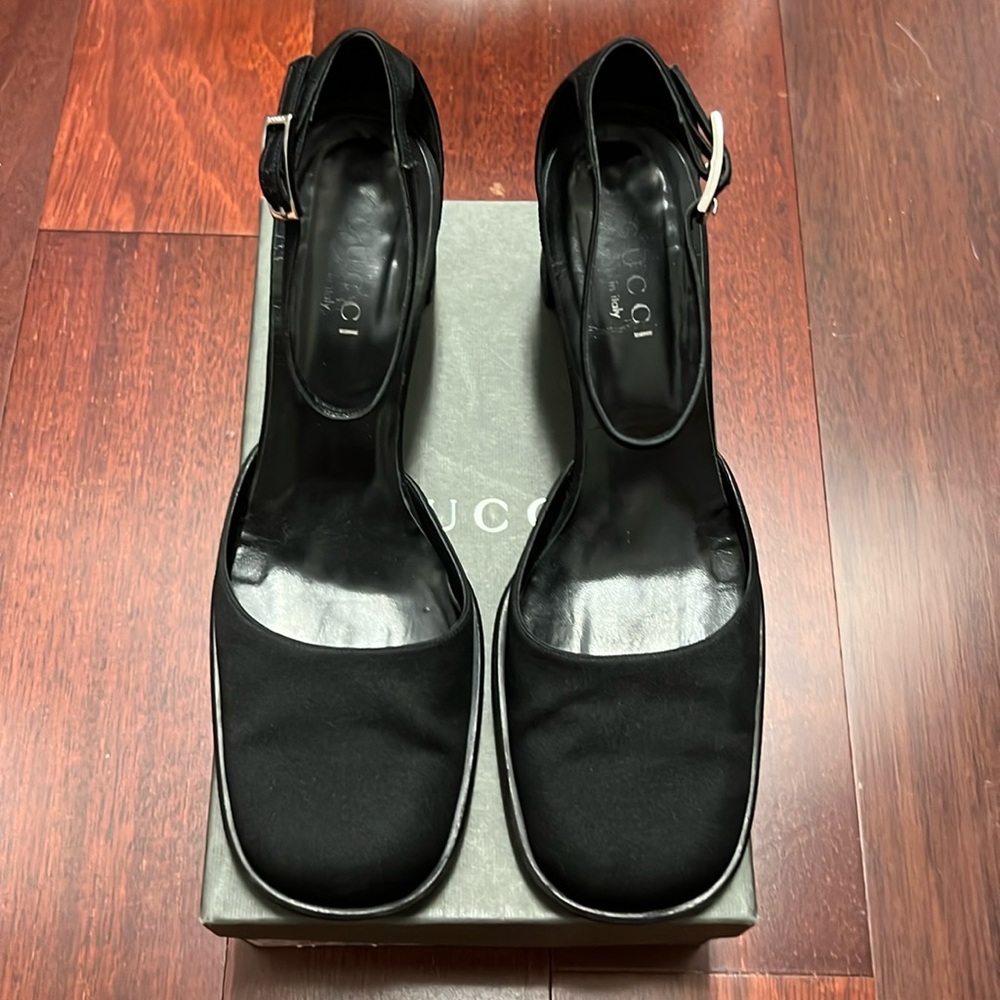 Gucci Black Heels with Ankle Strap